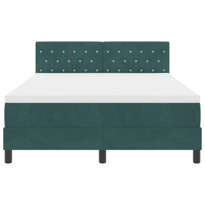Letto a molle con testiera Verde scuro 140 x 200 cm Velluto