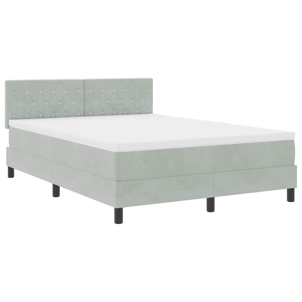 Letto a molle con testiera Grigio chiaro 160 x 200 cm Velluto