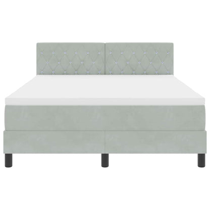 Letto a molle con testiera Grigio chiaro 160 x 200 cm Velluto