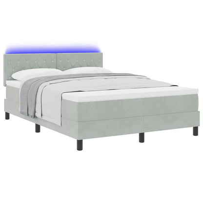Letto a Sorgente LED Grigio chiaro 160 x 200 cm Velluto