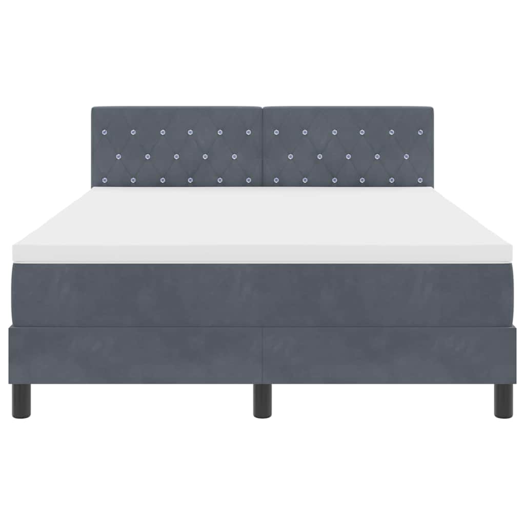 Letto a Sorgente LED con led Grigio scuro 160 x 200 cm Velluto | homemem39