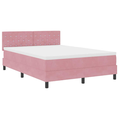 Letto a Sorgente LED con materasso Rosa 160 x 200 cm Velluto | homemem39