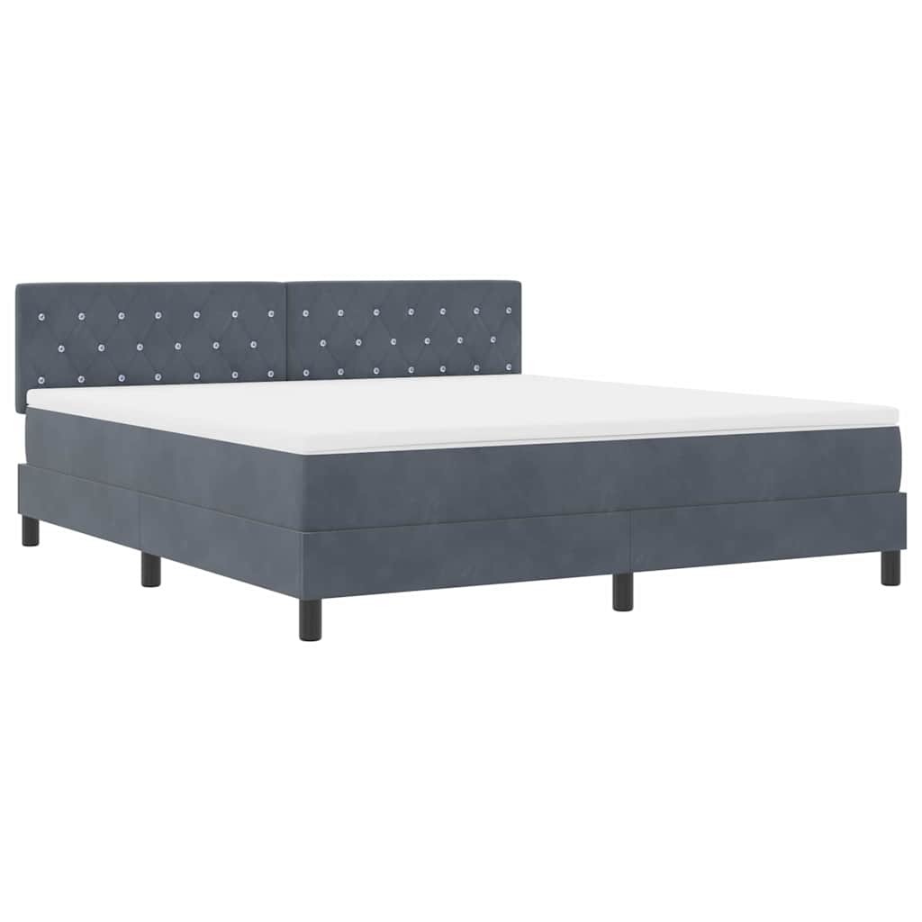 Letto a Sorgente LED con led Grigio scuro 180 x 200 cm Velluto | homemem39