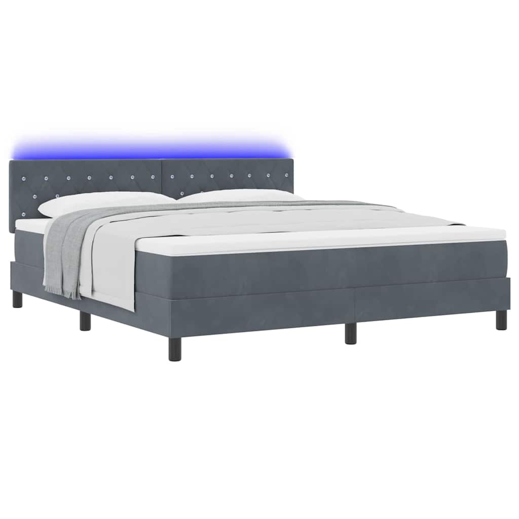 Letto a Sorgente LED con led Grigio scuro 180 x 200 cm Velluto | homemem39