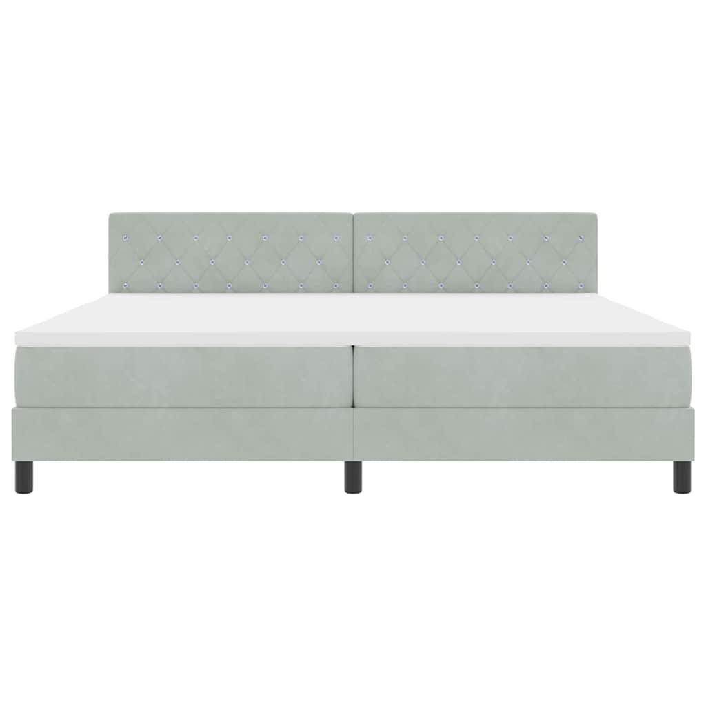 Letto a molle con testiera Grigio chiaro 200 x 200 cm Velluto
