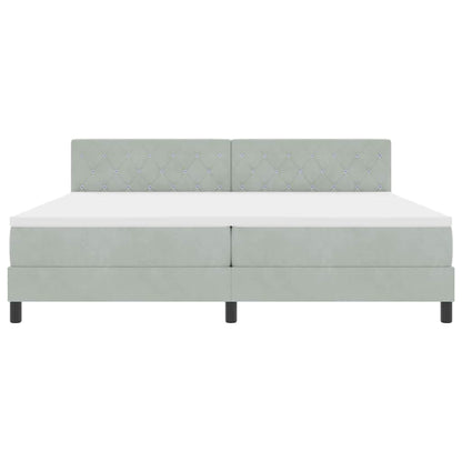 Letto a molle con testiera Grigio chiaro 200 x 200 cm Velluto