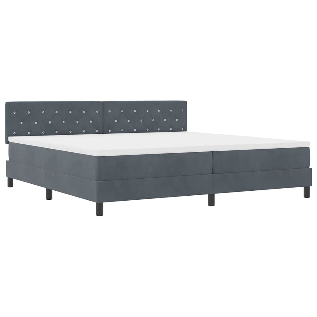 Letto a molle con testiera Grigio scuro 200 x 200 cm Velluto