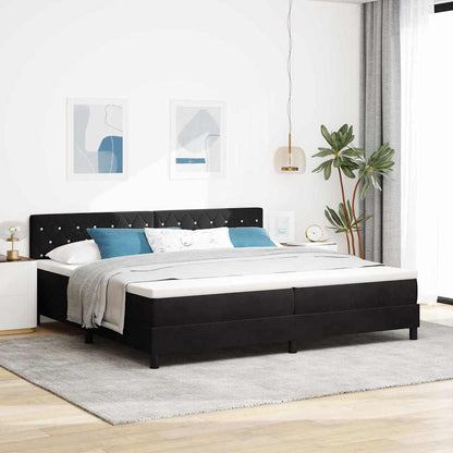 Letto a Sorgente LED con materasso Nero 200 x 200 cm Velluto
