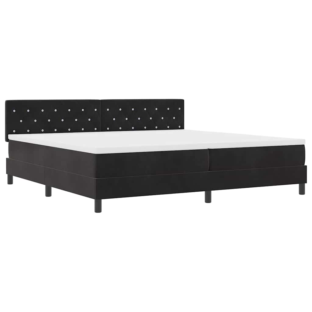 Letto a Sorgente LED con materasso Nero 200 x 200 cm Velluto