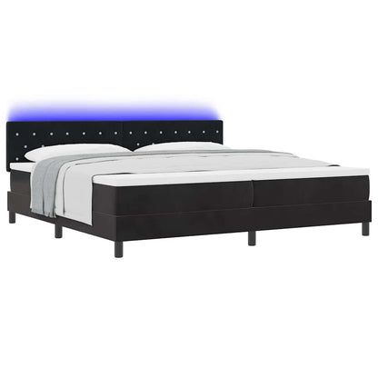 Letto a Sorgente LED con materasso Nero 200 x 200 cm Velluto