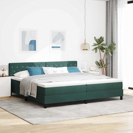 Letto a Sorgente LED con led Verde Scuro 200 x 200 cm Velluto | homemem39
