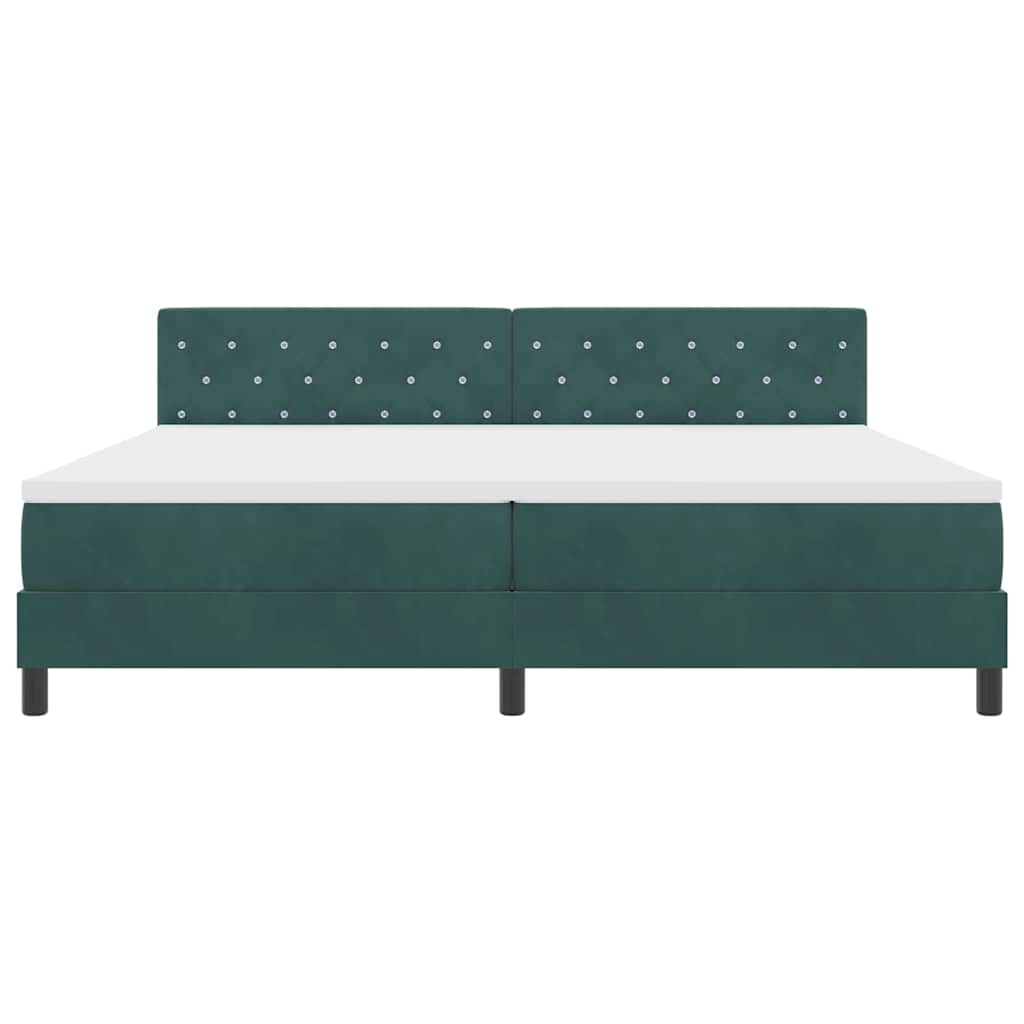 Letto a Sorgente LED con led Verde Scuro 200 x 200 cm Velluto | homemem39