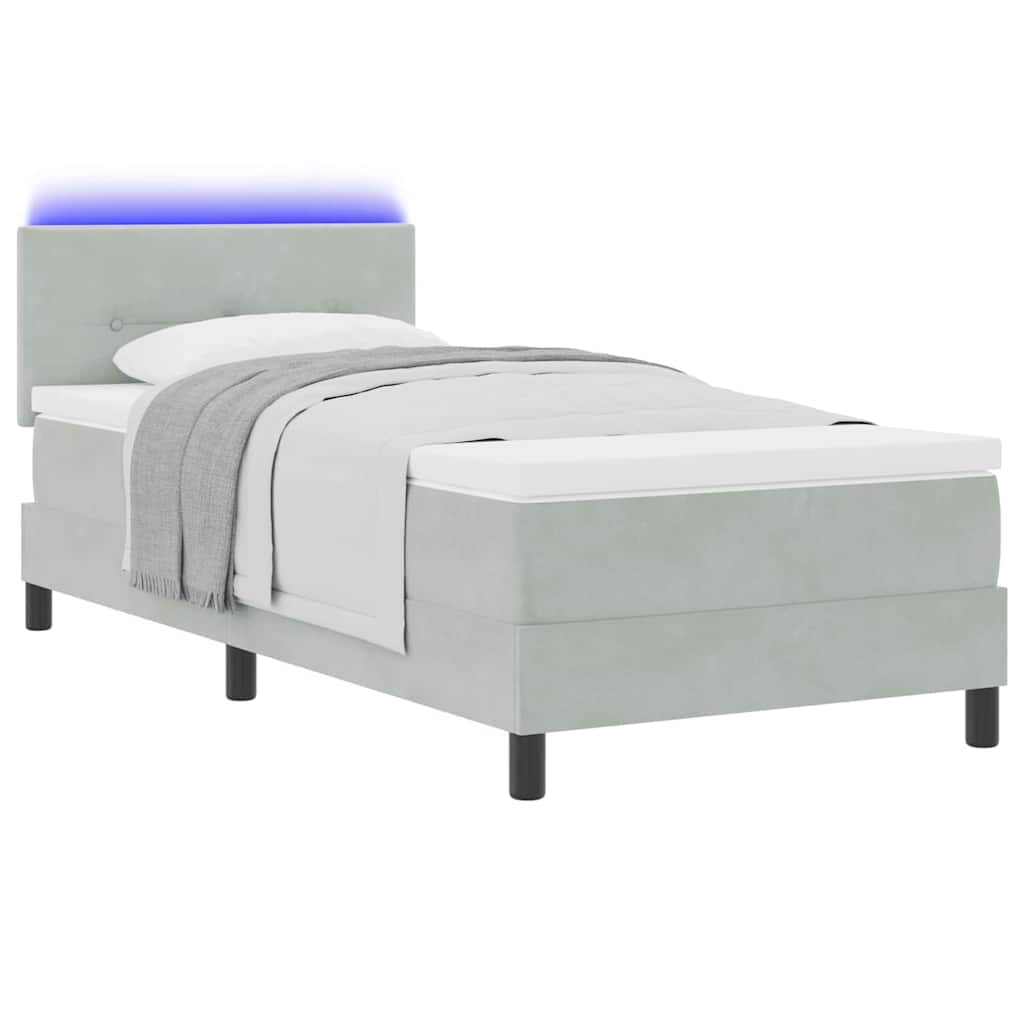 Letto a Sorgente LED Grigio chiaro 90 x 190 cm Velluto | homemem39