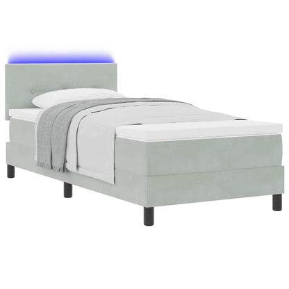 Letto a Sorgente LED Grigio chiaro 90 x 190 cm Velluto | homemem39