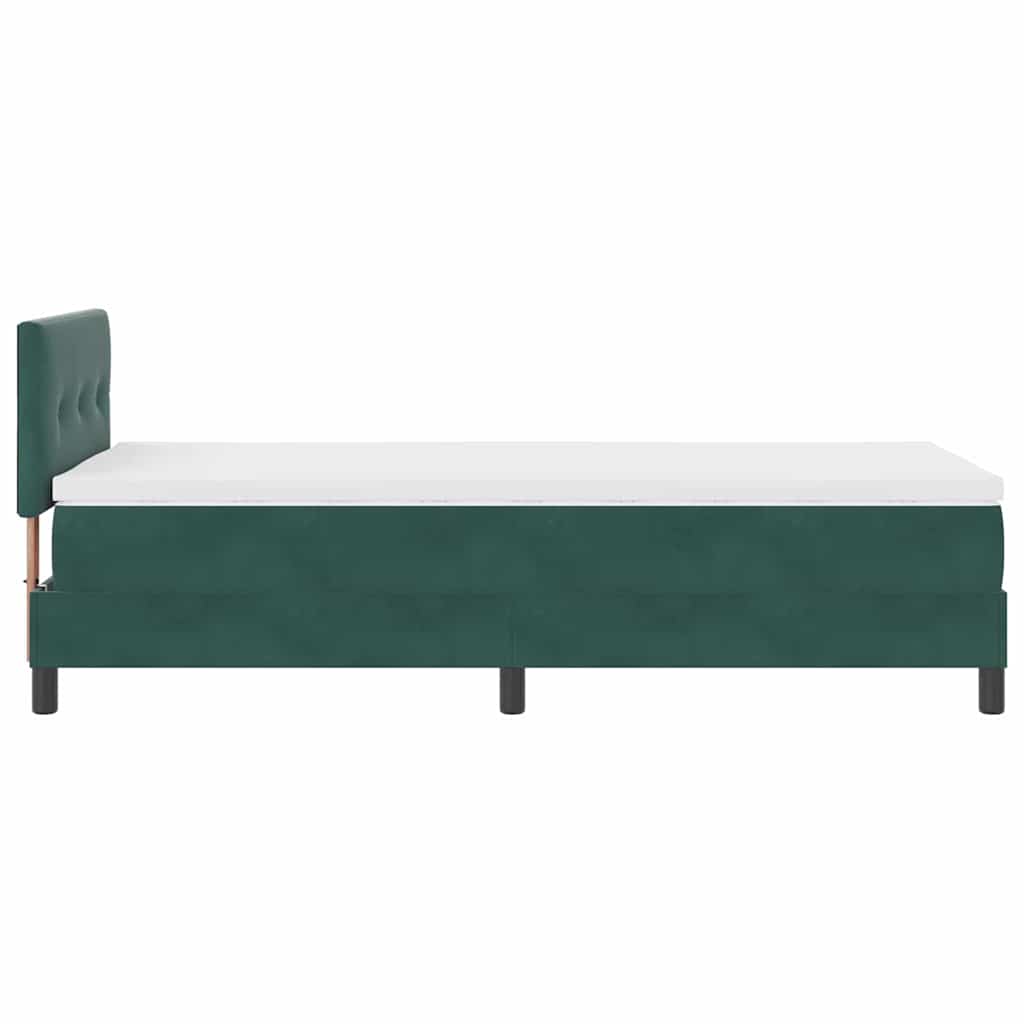 Letto a Sorgente LED Verde Scuro 90 x 190 cm Velluto