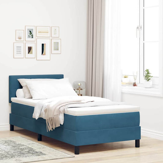 Letto a Sorgente LED con testiera Blu Scuro 90 x 190 cm Velluto | homemem39