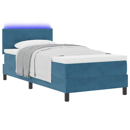 Letto a Sorgente LED con testiera Blu Scuro 90 x 190 cm Velluto | homemem39