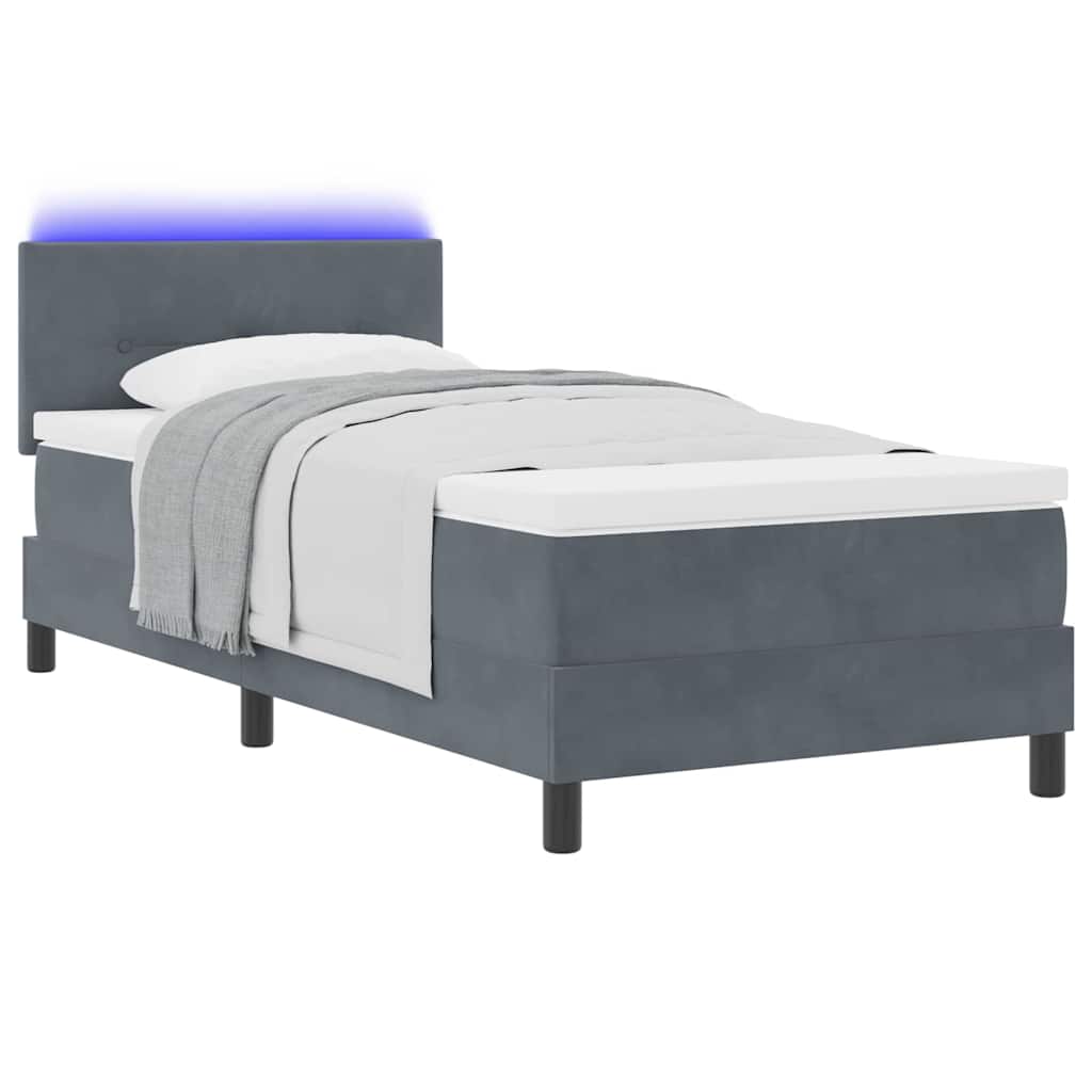 Letto a Sorgente LED Grigio scuro 90 x 200 cm Velluto | homemem39