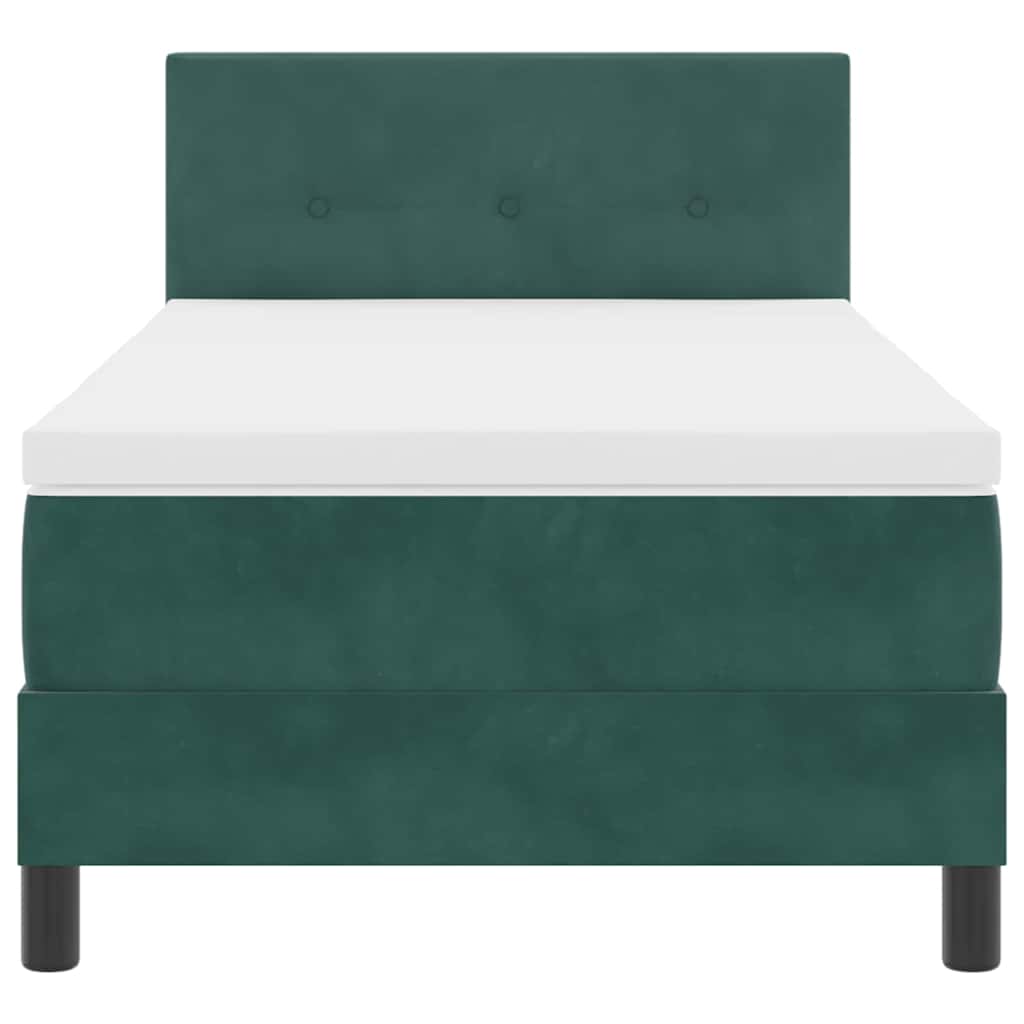 Letto a molle con testiera Verde scuro 100 x 200 cm Velluto
