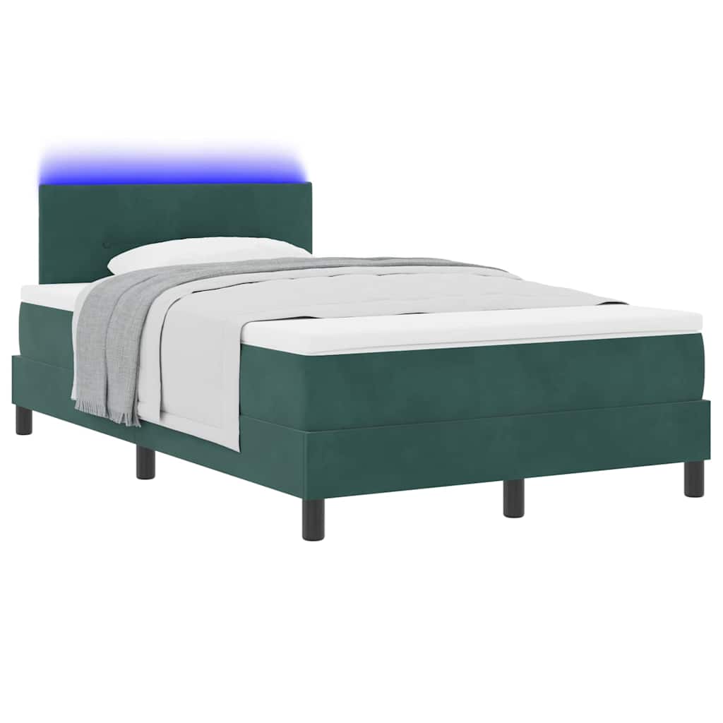 Letto a molle con testiera Verde scuro 120 x 190 cm Velluto