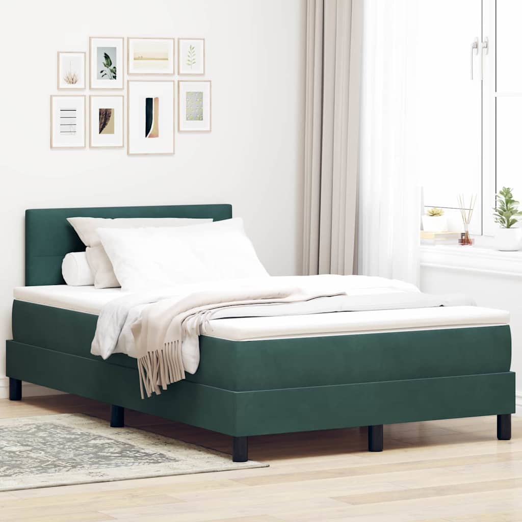 Letto a molle con testiera Verde scuro 120 x 200 cm Velluto