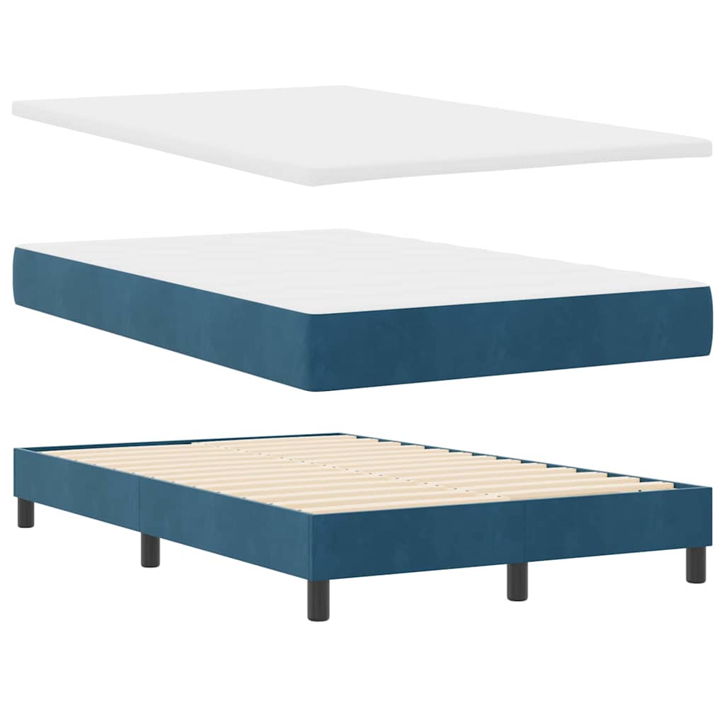 Letto a Sorgente LED Blu Scuro 120 x 200 cm Velluto