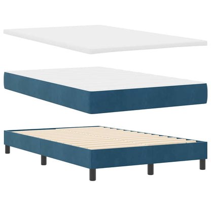 Letto a Sorgente LED Blu Scuro 120 x 200 cm Velluto