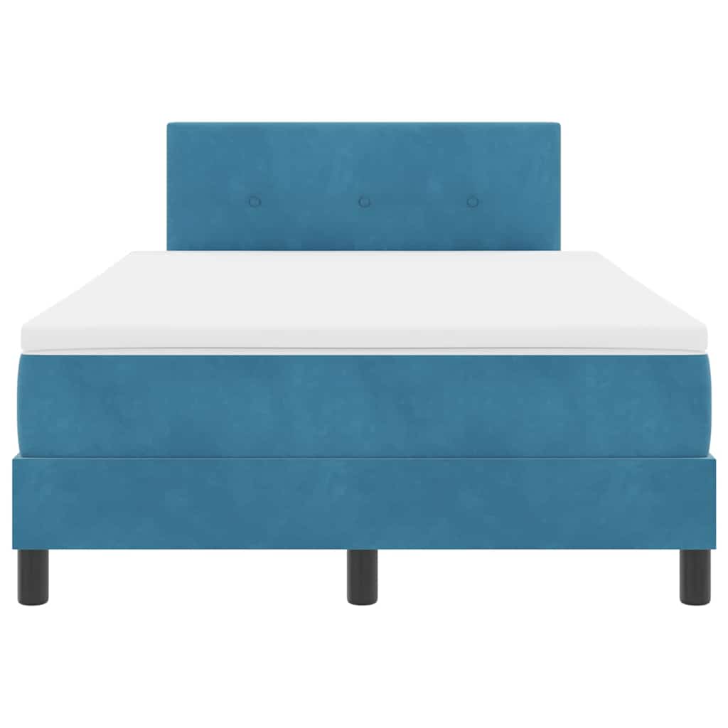 Letto a Sorgente LED Blu Scuro 120 x 200 cm Velluto