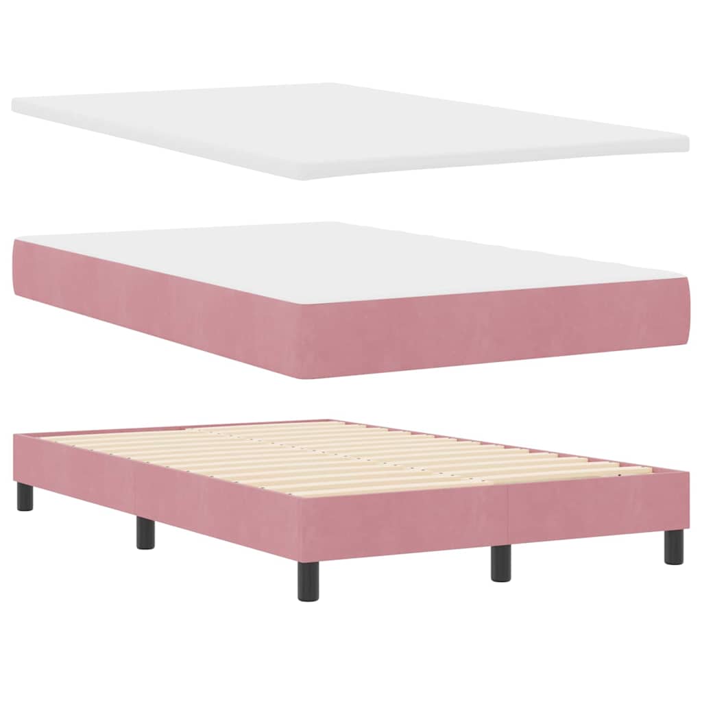 Letto a Sorgente LED con materasso Rosa 120 x 200 cm Velluto