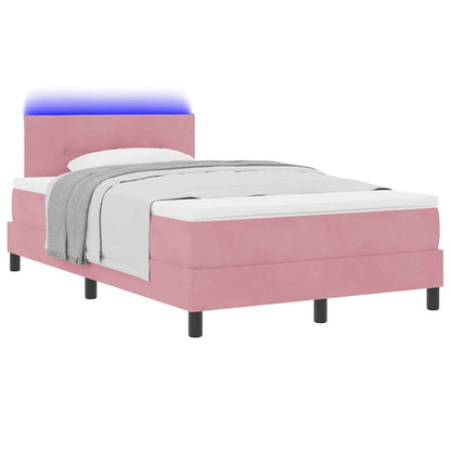 Letto a Sorgente LED con materasso Rosa 120 x 200 cm Velluto