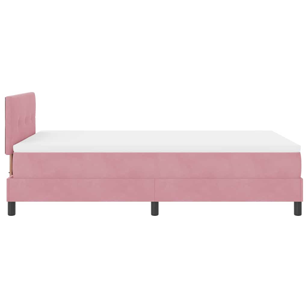 Letto a Sorgente LED con materasso Rosa 120 x 200 cm Velluto