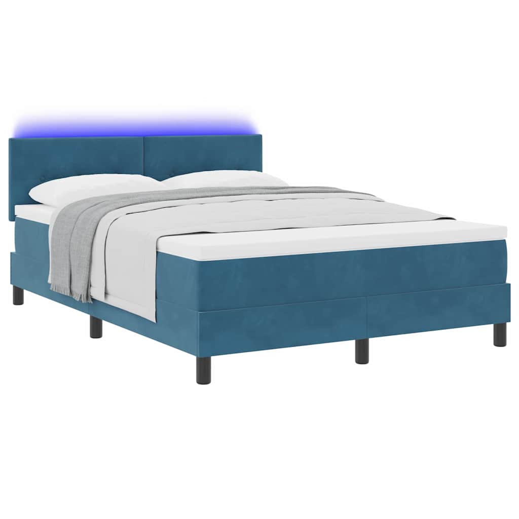 Letto a Sorgente LED Blu Scuro 140 x 190 cm Velluto | homemem39