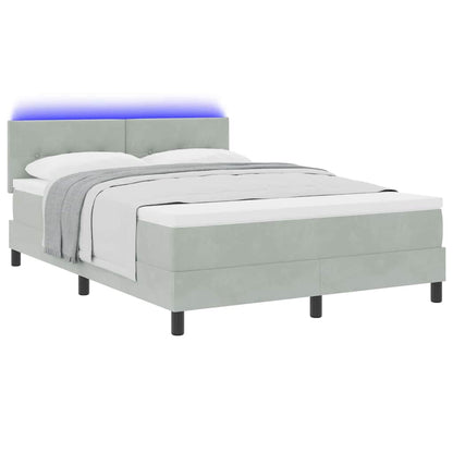 Letto a Sorgente LED Grigio chiaro 140 x 200 cm Velluto | homemem39