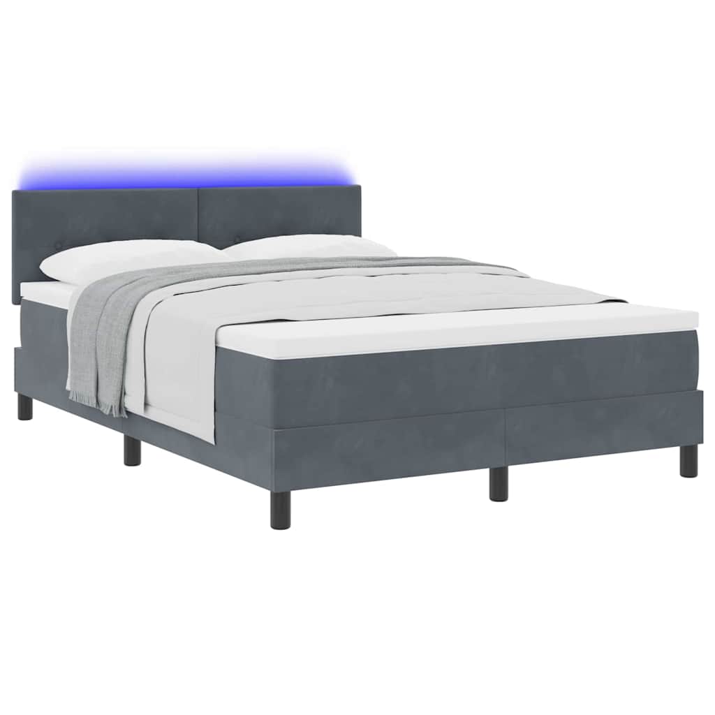 Letto a Sorgente LED Grigio scuro 140 x 200 cm Velluto | homemem39