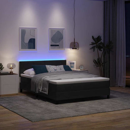 Letto a Sorgente LED con strisce LED Nero 140 x 200 cm Velluto | homemem39