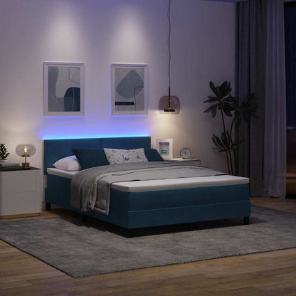 Letto a Sorgente LED Blu Scuro 160 x 200 cm Velluto | homemem39