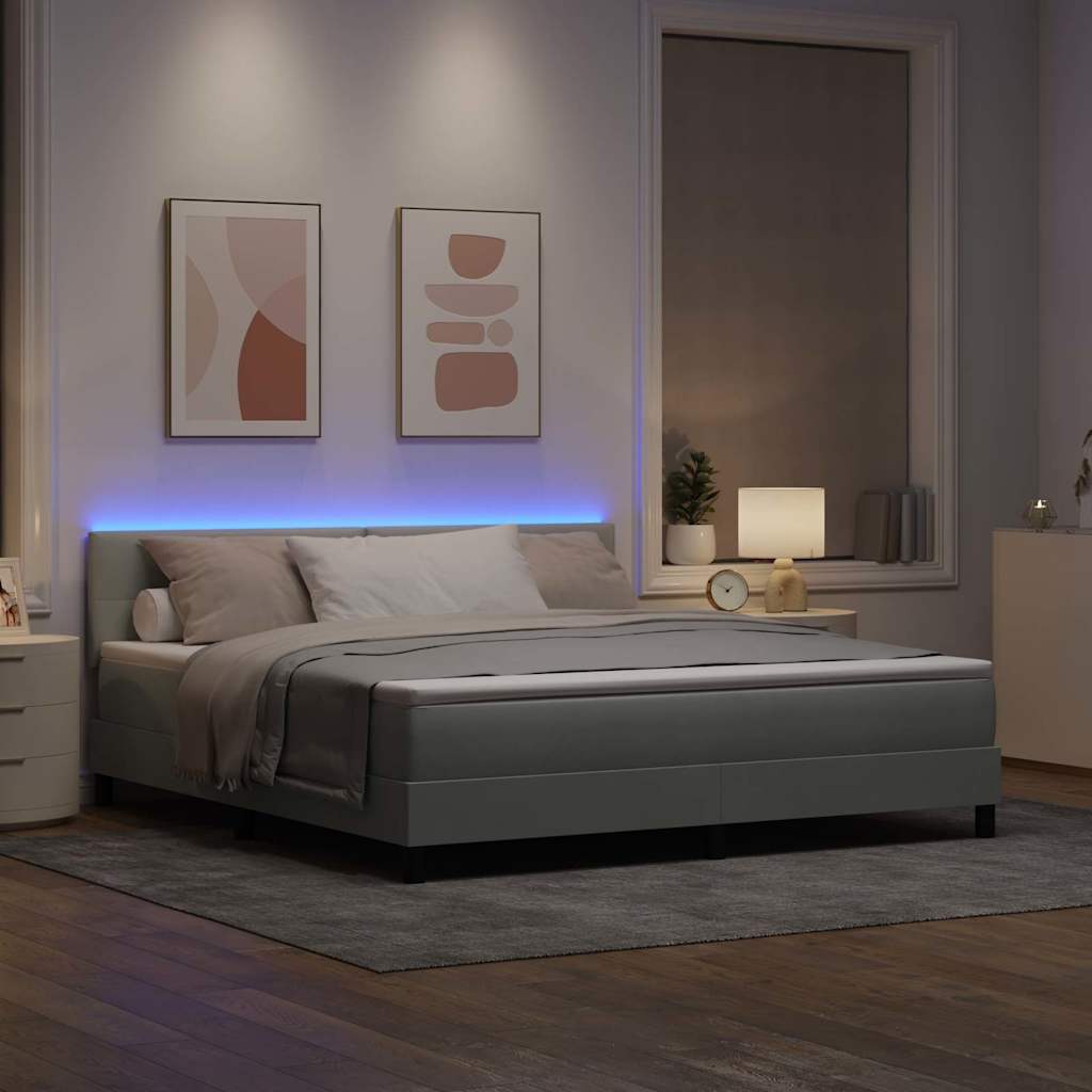 Letto a Sorgente LED Grigio chiaro 180 x 200 cm Velluto | homemem39