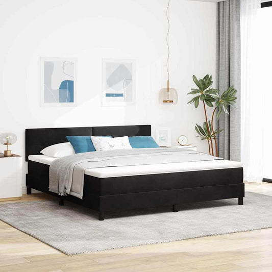 Letto a Sorgente LED con strisce LED Nero 180 x 200 cm Velluto | homemem39
