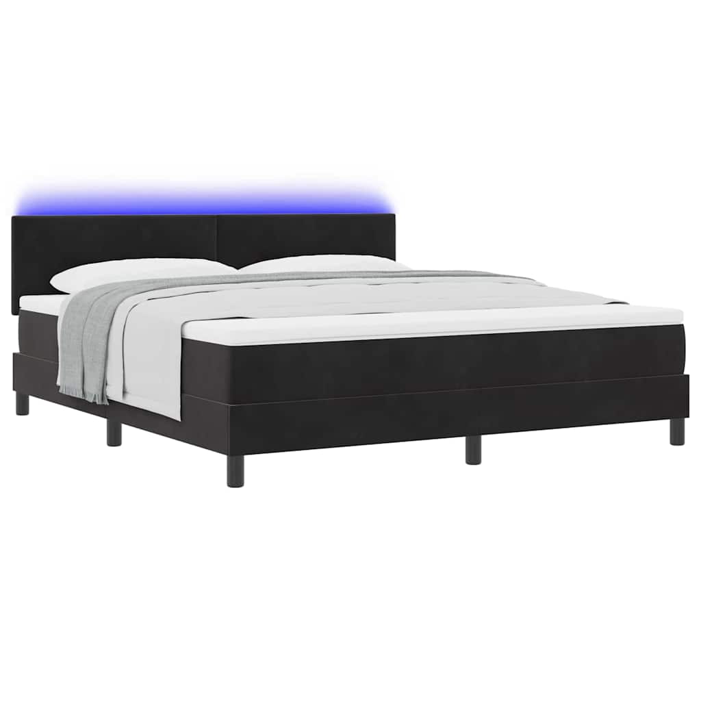 Letto a Sorgente LED con strisce LED Nero 180 x 200 cm Velluto | homemem39