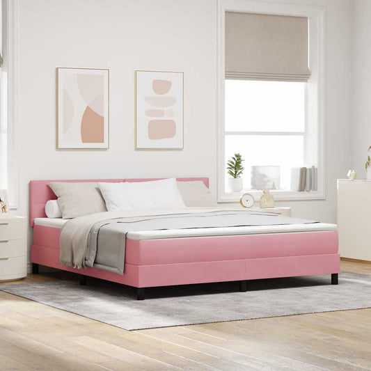 Letto a Sorgente LED con strisce LED Rosa 180 x 200 cm Velluto | homemem39