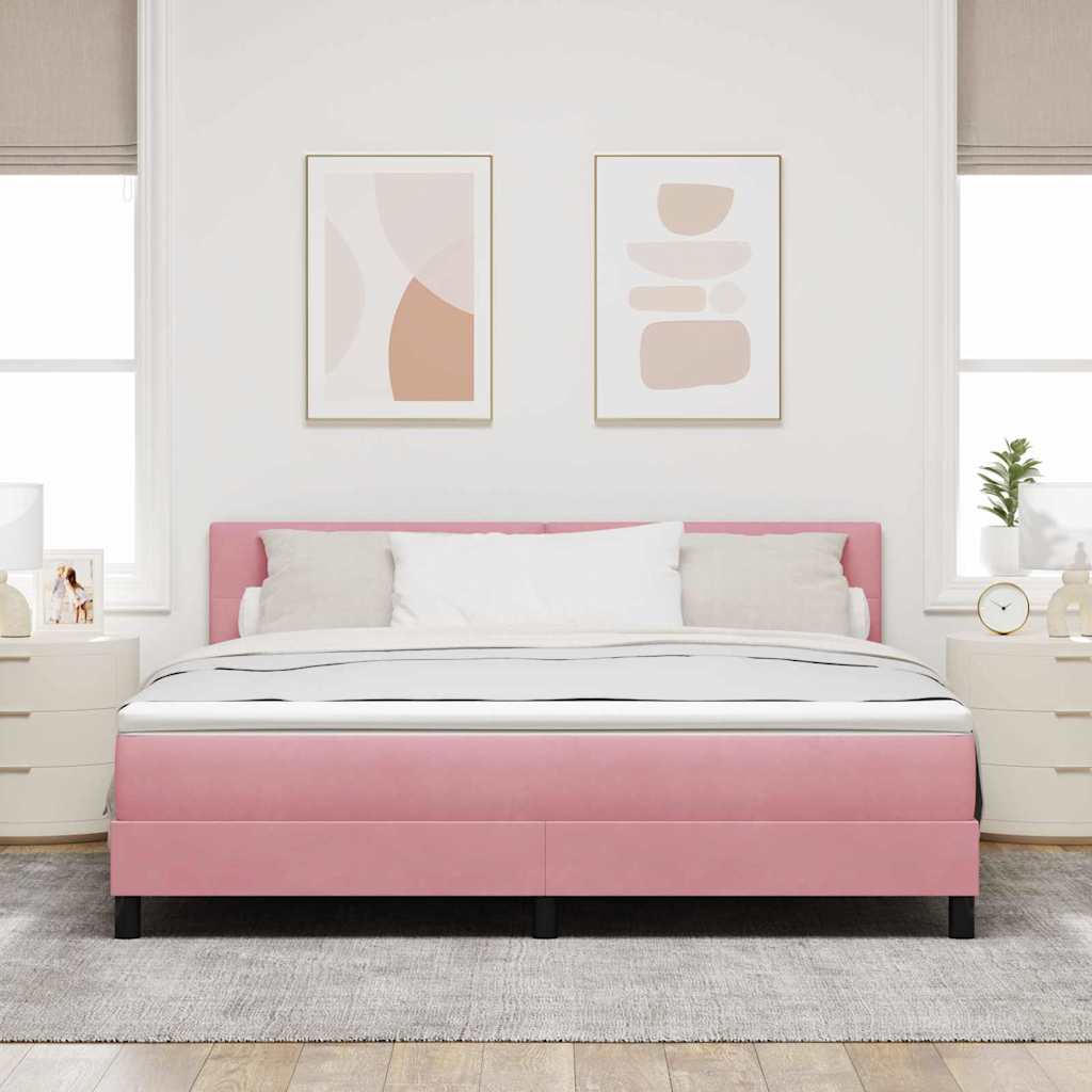 Letto a Sorgente LED con strisce LED Rosa 180 x 200 cm Velluto | homemem39