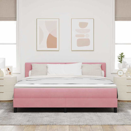Letto a Sorgente LED con strisce LED Rosa 180 x 200 cm Velluto | homemem39