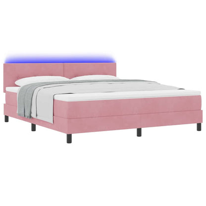 Letto a Sorgente LED con strisce LED Rosa 180 x 200 cm Velluto | homemem39