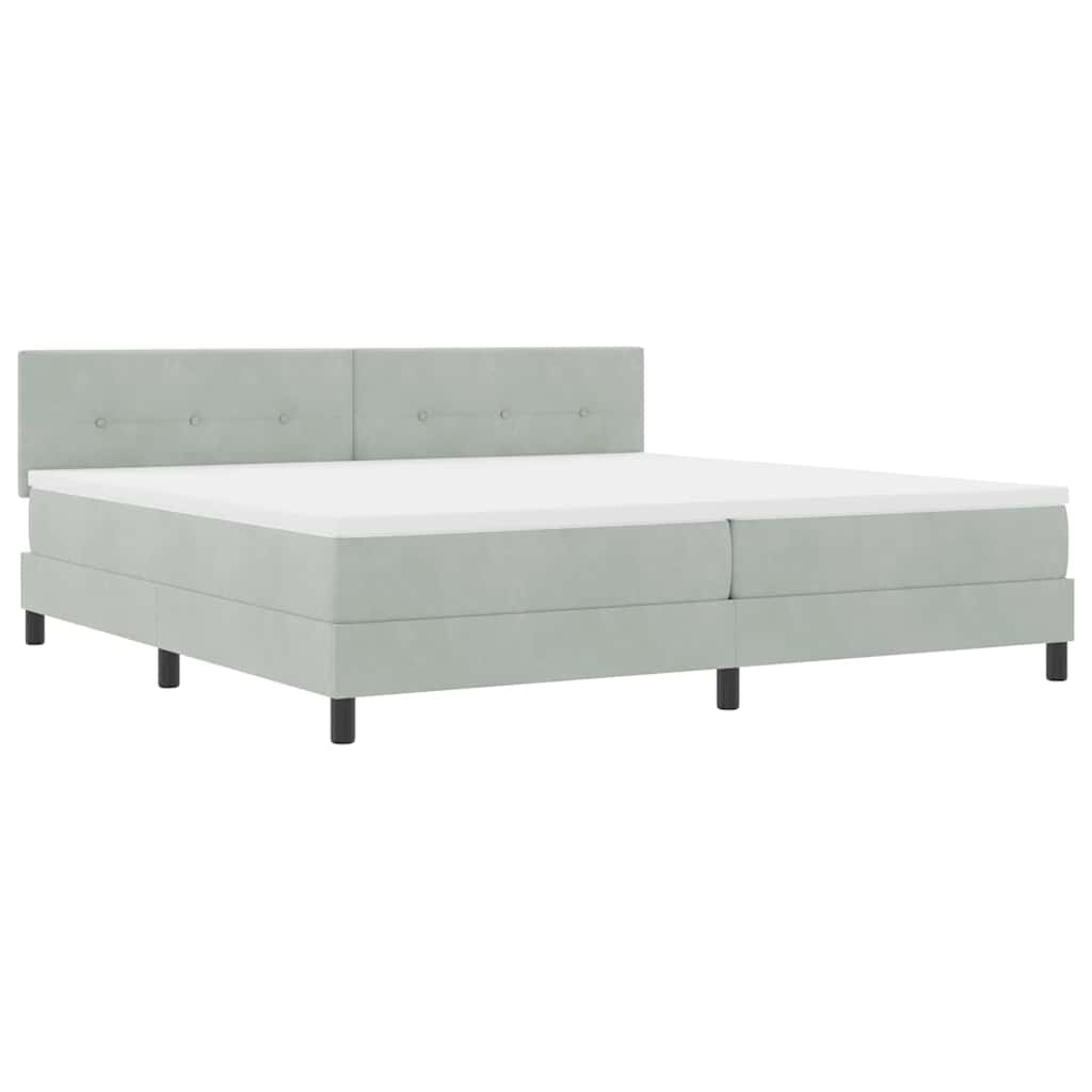 Letto a molle con testiera Grigio chiaro 200 x 200 cm Velluto