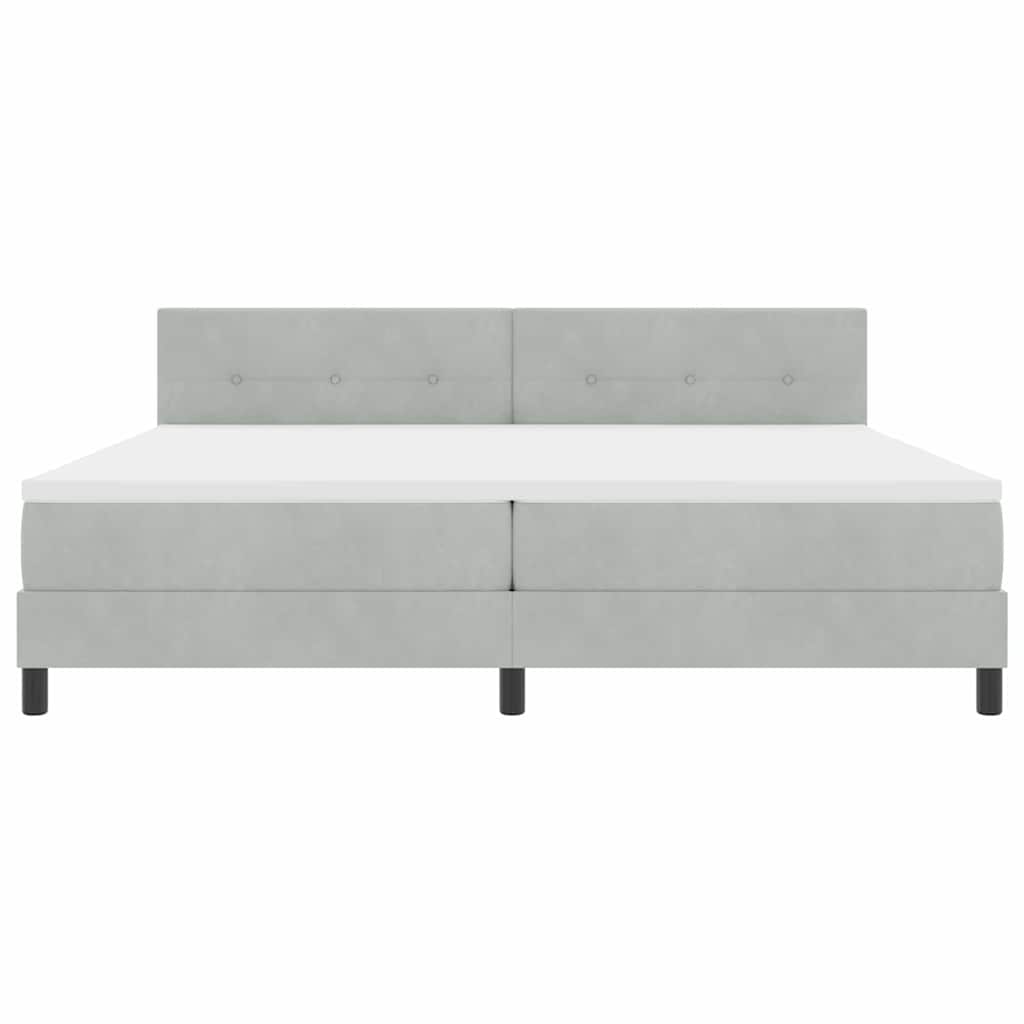 Letto a molle con testiera Grigio chiaro 200 x 200 cm Velluto