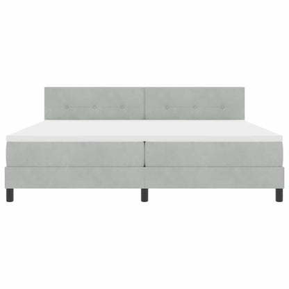 Letto a molle con testiera Grigio chiaro 200 x 200 cm Velluto