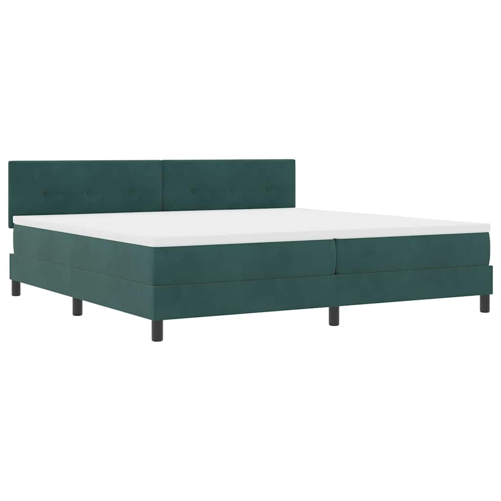 Letto a Sorgente LED Verde Scuro 200 x 200 cm Velluto | homemem39