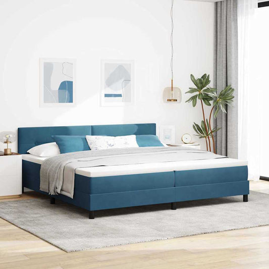 Letto a Sorgente LED Blu Scuro 200 x 200 cm Velluto | homemem39