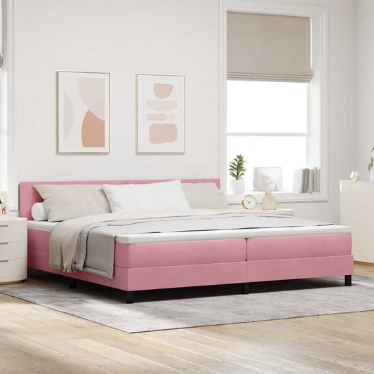 Letto a Sorgente LED con strisce LED Rosa 200 x 200 cm Velluto | homemem39