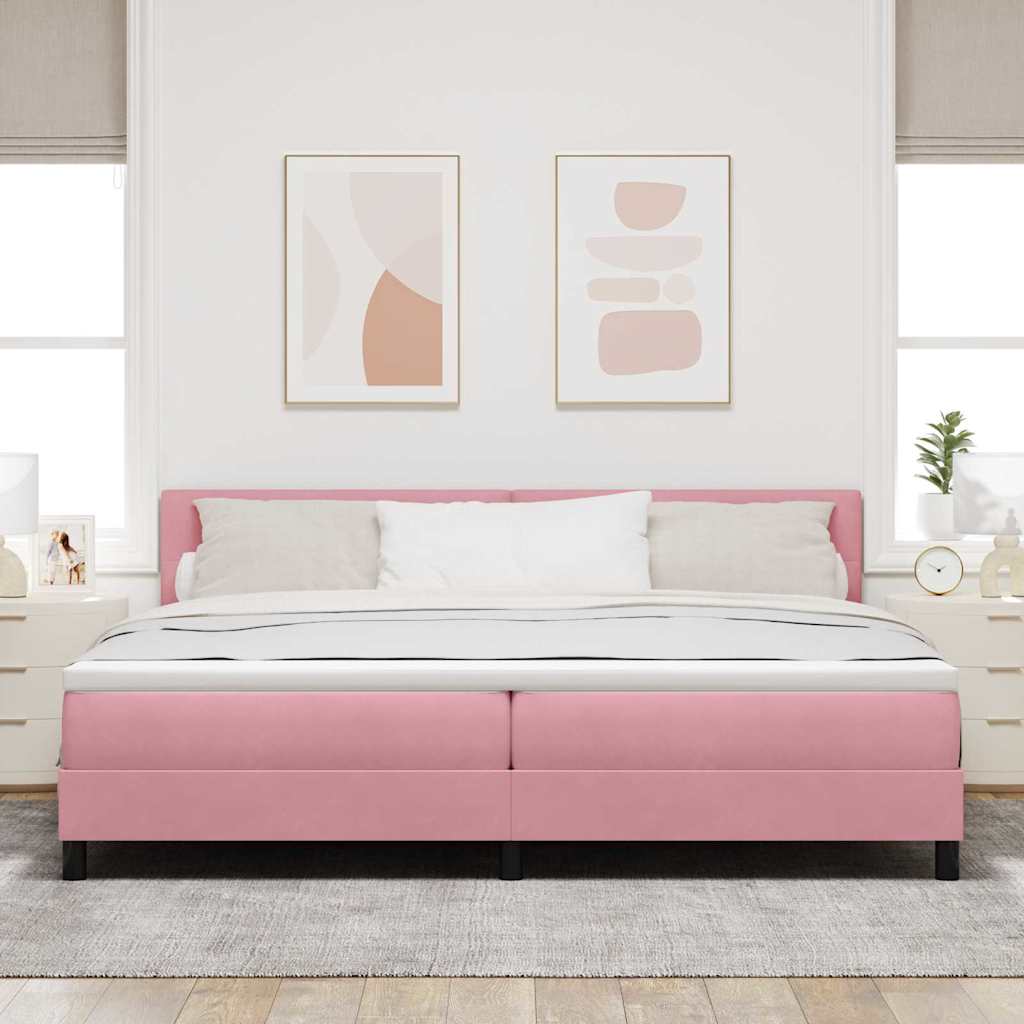 Letto a Sorgente LED con strisce LED Rosa 200 x 200 cm Velluto | homemem39